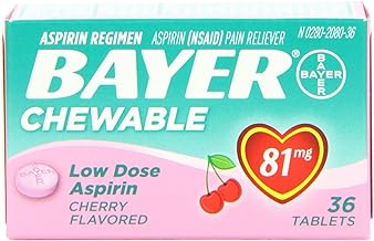 Bayer Chewable 'Baby' Aspirin 81mg Low Dose CHERRY 36 Tablets